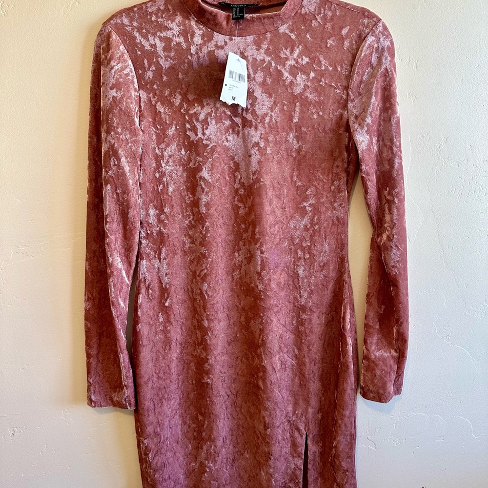Forever 21 Pink Sheath Dress Long Sleeve Mock Neck